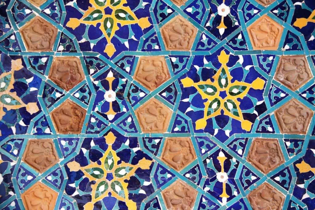 Detail of ancient mosaic wall with traditional Georgian floral pattern saeidshakouri.com