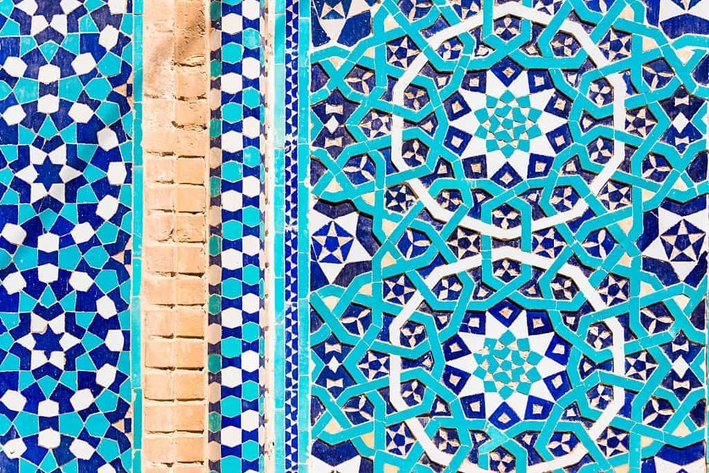 Beautiful persian tile work at Jame mosque, Yazd, Iran